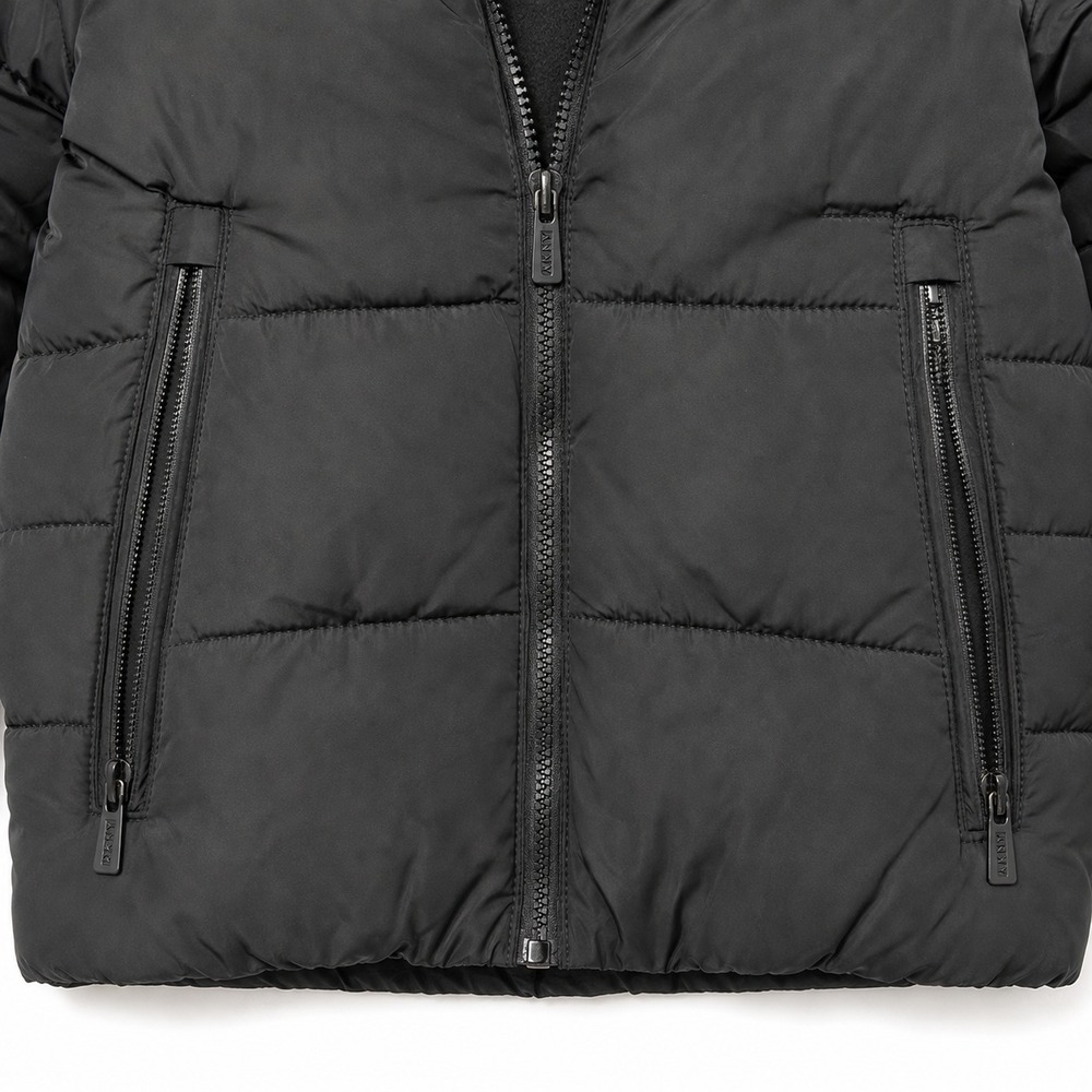 DKNY Boys Black Puffer Jacket Size 5/6 Fleece Lined Hooded Winter Coat - Picture 6 of 8